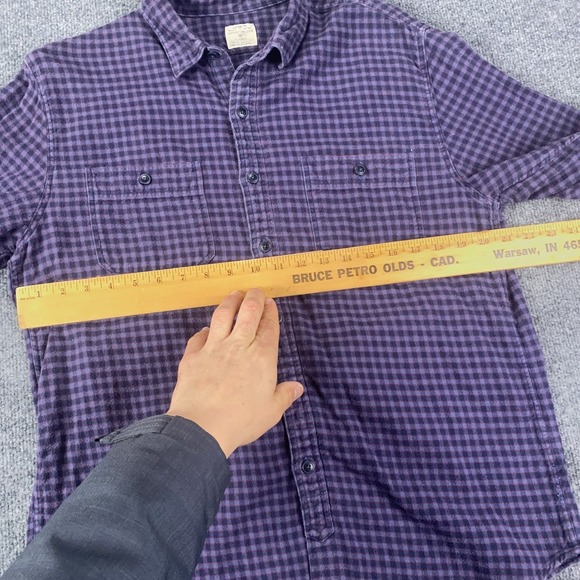 VTG J Crew Work Shirt Mens Med Purple Chamois Flannel Button Up Rugged Gingham - Picture 6 of 9